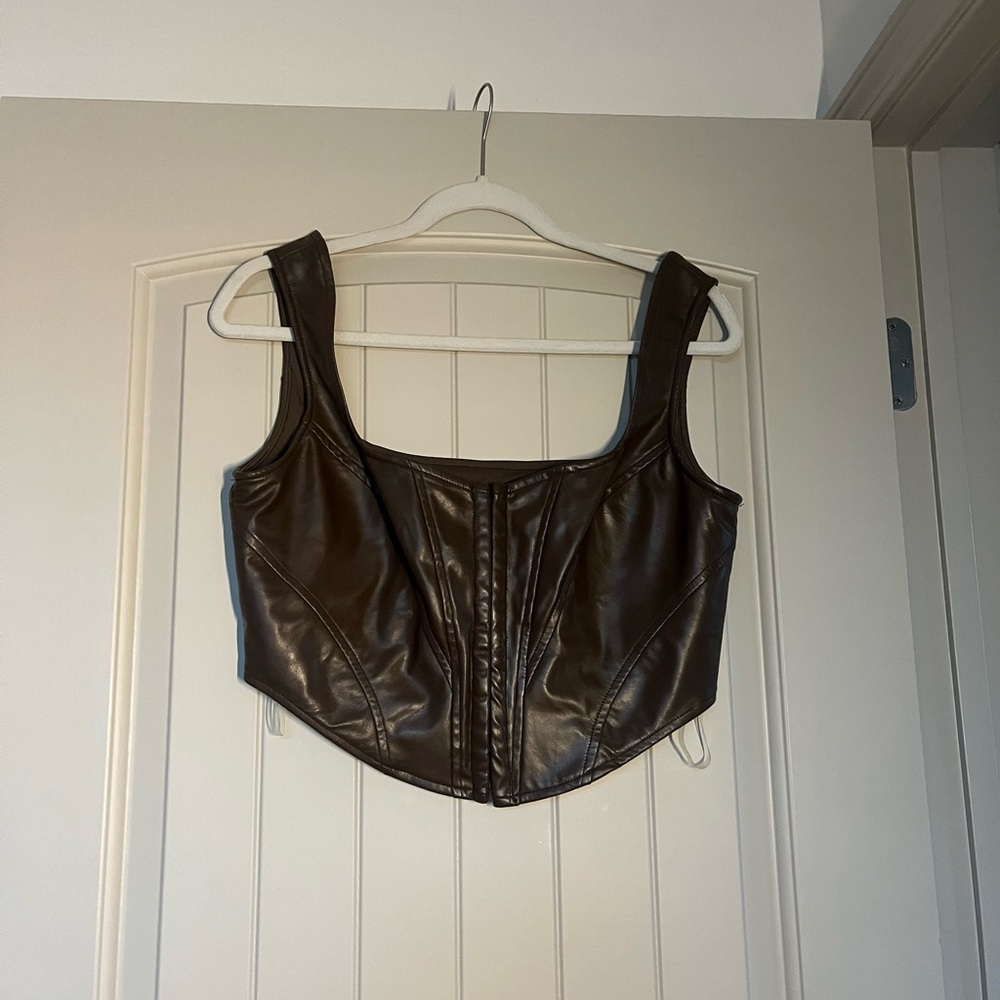 Windsor Brown Leather Women's Top